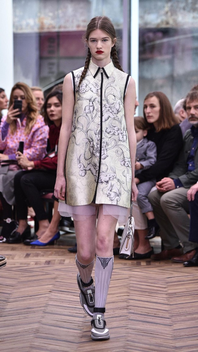 Model walks the runway at the Prada Resort Collection 2018 show at Osservatorio Prada on May 7, 2017 in Milan, Italy.  (Photo by Pietro DAprano/Getty Images)