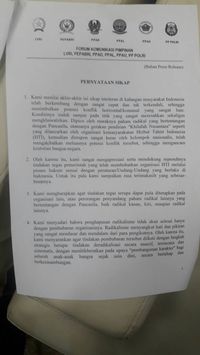 Pernyataan sikap purnawirawan Jenderal TNI-Polri soal pembubaran HTI