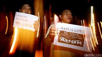 Penampakan sejumlah massa pendukung Ahok di Merauke, Papua, Kamis (11/5/2017).
