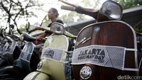 Berbagai jenis skutik asal Italia ini berjejer rapih.