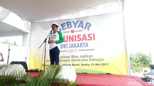 Djarot menghadiri acara Gebyar Imunisasi DKI.