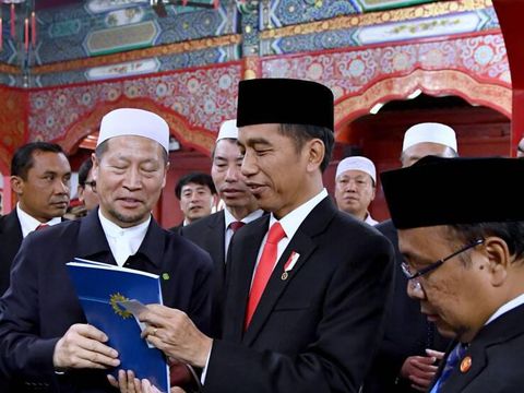 Presiden Joko Widodo di masjid Niujie. 