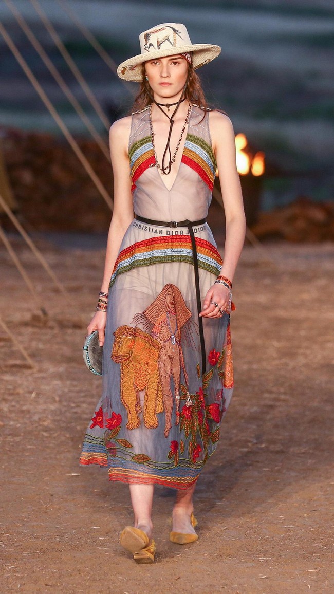 Model walks the runway during the Christian Dior Cruise 2018 Runway Show at the Upper Las Virgenes Canyon Open Space Preserve on May 11, 2017 in Santa Monica, California.  (Photo by Rich Fury/Getty Images)