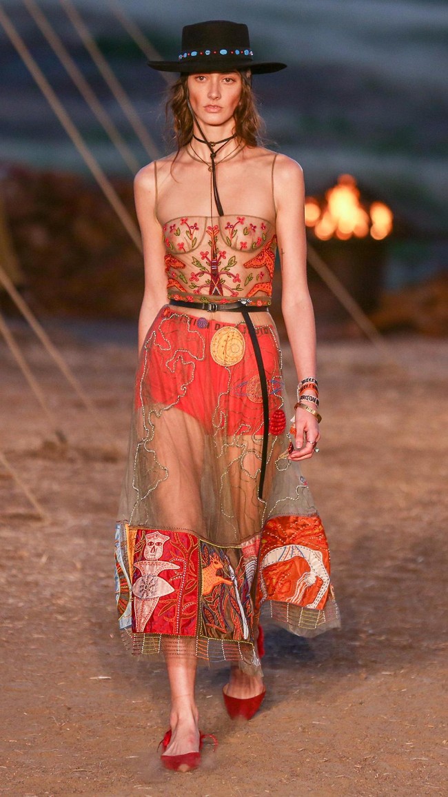 Model walks the runway during the Christian Dior Cruise 2018 Runway Show at the Upper Las Virgenes Canyon Open Space Preserve on May 11, 2017 in Santa Monica, California.  (Photo by Rich Fury/Getty Images)
