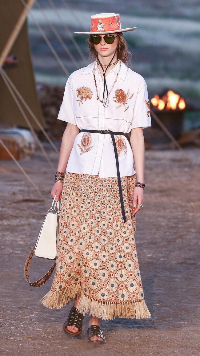 Model walks the runway during the Christian Dior Cruise 2018 Runway Show at the Upper Las Virgenes Canyon Open Space Preserve on May 11, 2017 in Santa Monica, California.  (Photo by Rich Fury/Getty Images)