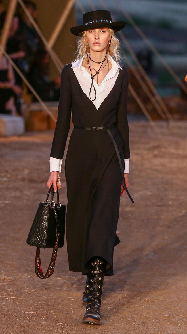 Model walks the runway during the Christian Dior Cruise 2018 Runway Show at the Upper Las Virgenes Canyon Open Space Preserve on May 11, 2017 in Santa Monica, California.  (Photo by Rich Fury/Getty Images)