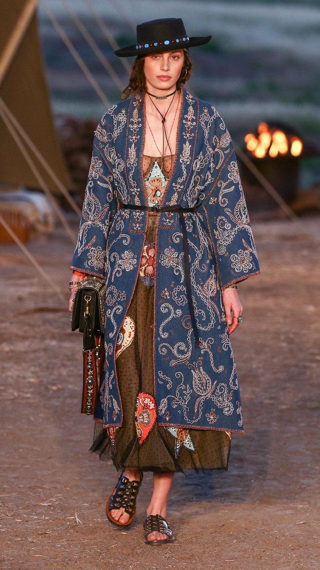 Model walks the runway during the Christian Dior Cruise 2018 Runway Show at the Upper Las Virgenes Canyon Open Space Preserve on May 11, 2017 in Santa Monica, California.  (Photo by Rich Fury/Getty Images)