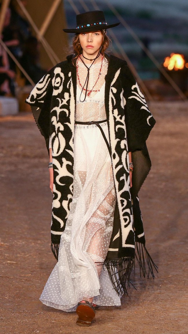 Model walks the runway during the Christian Dior Cruise 2018 Runway Show at the Upper Las Virgenes Canyon Open Space Preserve on May 11, 2017 in Santa Monica, California.  (Photo by Rich Fury/Getty Images)