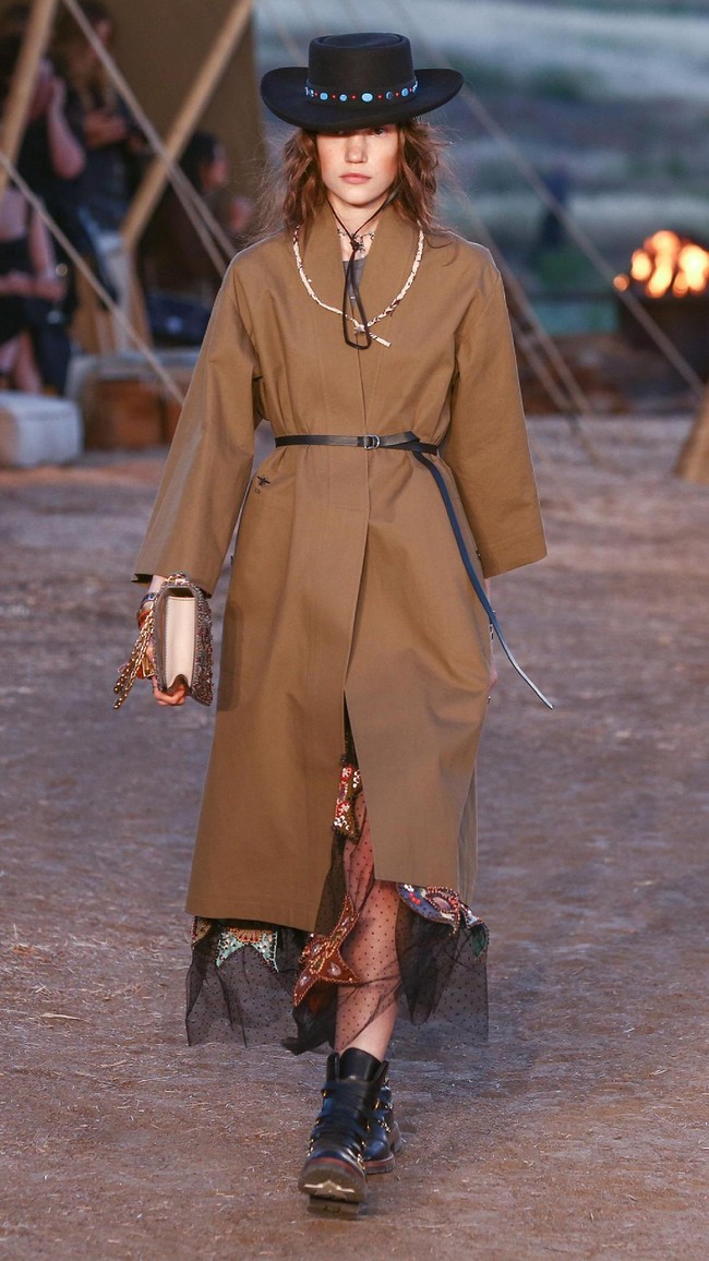 Model walks the runway during the Christian Dior Cruise 2018 Runway Show at the Upper Las Virgenes Canyon Open Space Preserve on May 11, 2017 in Santa Monica, California.  (Photo by Rich Fury/Getty Images)