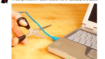 Alat untuk menangkal WannaCry, yaitu gunting untuk memutus kabel internet. Foto: istimewa