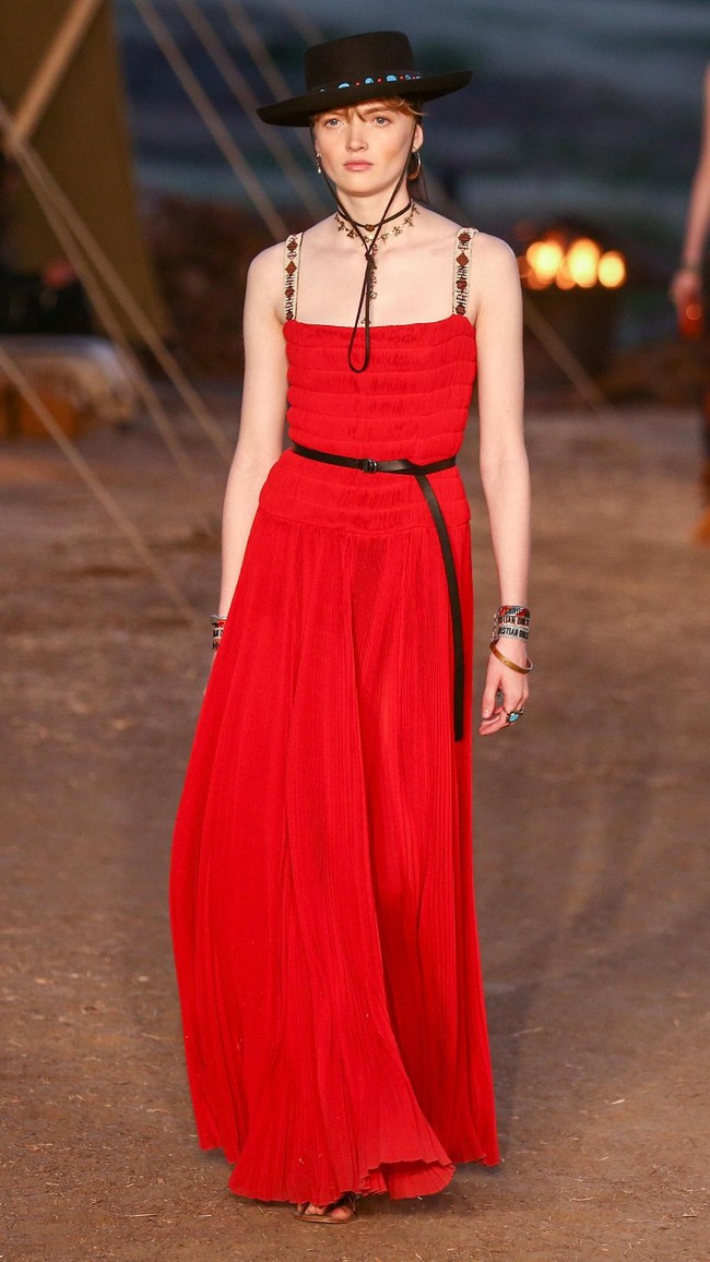 Model walks the runway during the Christian Dior Cruise 2018 Runway Show at the Upper Las Virgenes Canyon Open Space Preserve on May 11, 2017 in Santa Monica, California.  (Photo by Rich Fury/Getty Images)