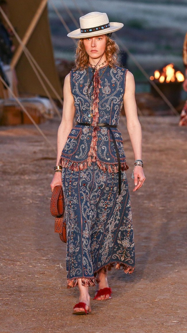 Model walks the runway during the Christian Dior Cruise 2018 Runway Show at the Upper Las Virgenes Canyon Open Space Preserve on May 11, 2017 in Santa Monica, California.  (Photo by Rich Fury/Getty Images)