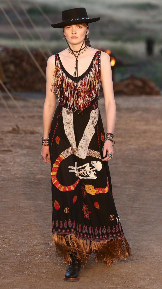Model walks the runway during the Christian Dior Cruise 2018 Runway Show at the Upper Las Virgenes Canyon Open Space Preserve on May 11, 2017 in Santa Monica, California.  (Photo by Rich Fury/Getty Images)