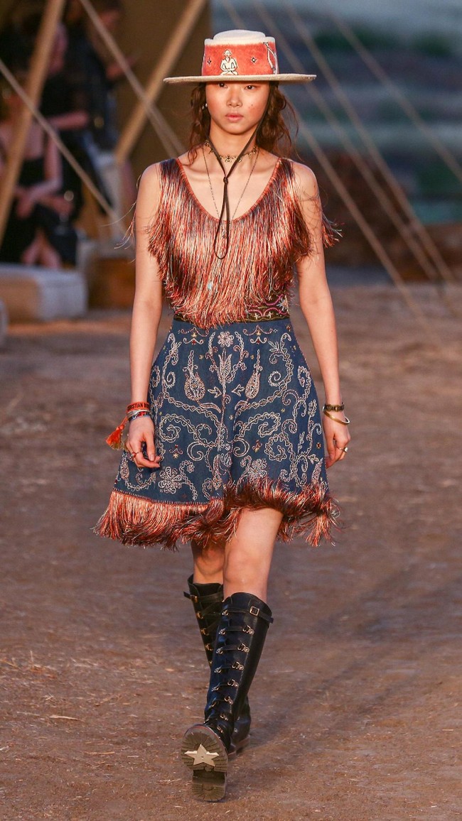 Model walks the runway during the Christian Dior Cruise 2018 Runway Show at the Upper Las Virgenes Canyon Open Space Preserve on May 11, 2017 in Santa Monica, California.  (Photo by Rich Fury/Getty Images)