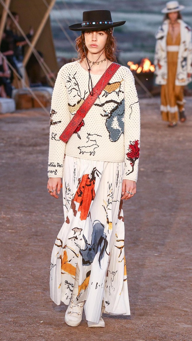 Model walks the runway during the Christian Dior Cruise 2018 Runway Show at the Upper Las Virgenes Canyon Open Space Preserve on May 11, 2017 in Santa Monica, California.  (Photo by Rich Fury/Getty Images)