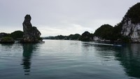 Teluk Kabui di Raja Ampat dipenuhi dengan tonjolan batu karang dari dasar laut. Tidak hanya indah dipandang dari kejauhan, dari dekat pun batu-batu ini tampak ini ‎(Masaul/detikTravel)