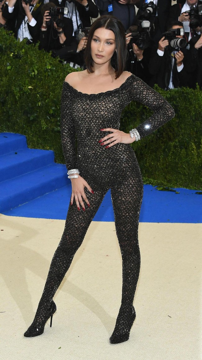 Bella Hadid attends the Rei Kawakubo/Comme des Garcons: Art Of The In-Between Costume Institute Gala at Metropolitan Museum of Art on May 1, 2017 in New York City.  (Photo by Dia Dipasupil/Getty Images For Entertainment Weekly)