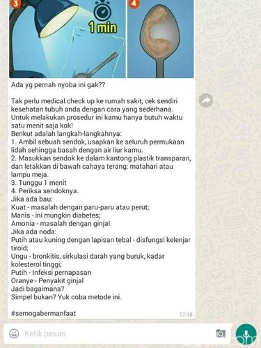 Instruksi bagaimana menggunakan sendok untuk medical check up.