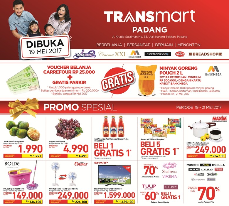 Transmart Padang dan Transmart Carrefour Pekanbaru Dibuka 