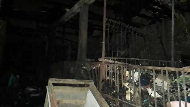 Salah satu bangunan yang terbakar di Mampang, Jakarta Selatan