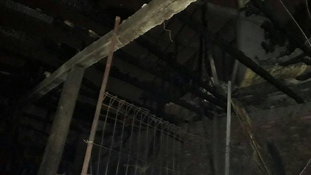 Ruangan yang hangus di pabrik tahu, Mampang, Jakarta Selatan