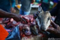 Daging saham dijual di Pasar Baru Merauke.