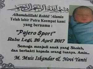 So Cute, Anak Laki-laki Ini Bernama Pajero Sport
