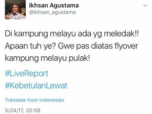 Bom Kampung Melayu Pertama Dilaporkan Netizen Pukul 20.58 WIB