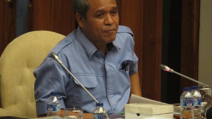 Wakil ketua Komisi III DPR Benny K Harman saat memimpin Pansus RUU Pemilu