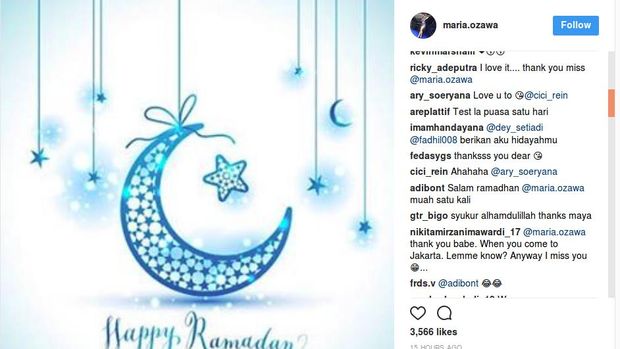 Maria Ozawa saat ucapkan selamat puasa untuk Nikita Mirzani