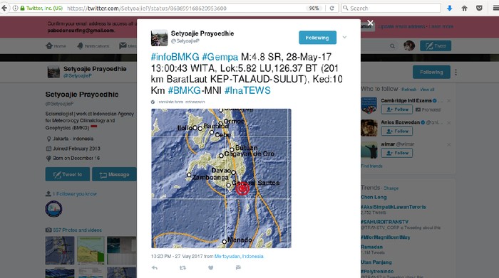 Gempa 4,8 SR Terjadi di Kepulauan Talaud Sulut