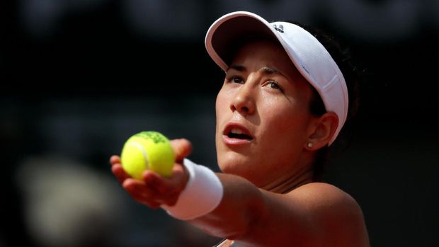 Garbine Muguruza menjalani pertandingan babak pertama Prancis Terbuka 2017.