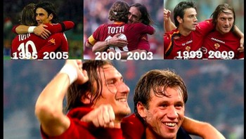 Totti bersama para penyerang AS Roma dari masa ke masa. Foto: dok. Istimewa