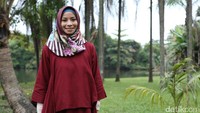Penampilan Shareefa Danish bikin pangling dengan hijab yang dikenakannya. Foto: Hanif/detikHOT