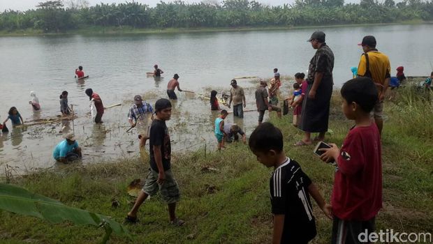 Kumbohan, tradisi berburu ikan untuk menunggu waktu berbuka puasa di Lamongan, Jawa Timur