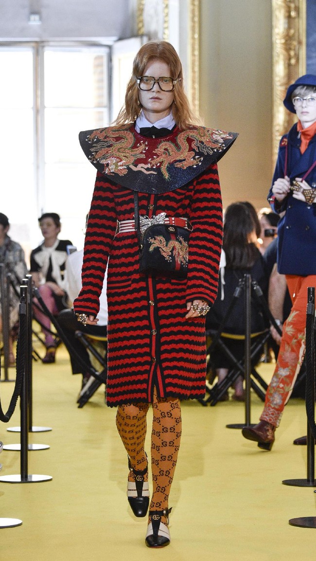 A model walks the runway at the Gucci Cruise 2018 show at Palazzo Pitti on May 29, 2017 in Florence, Italy.  (Photo by Pietro DAprano/Getty Images)