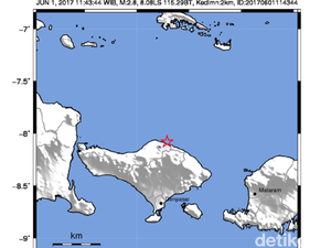 Gempa 2,8 SR Guncang Bangli Bali