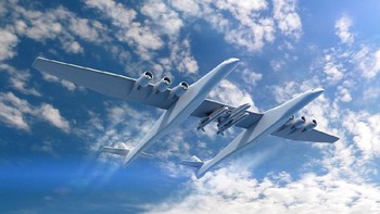 Sayang Paul Allen sudah keburu meninggal sebelum menyaksikan pesawat buatannya ini menjelajah antariksa. Selamat jalan, Paul. Foto: Stratolaunch