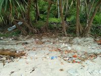Sampah yang berserakan di tepi pantai