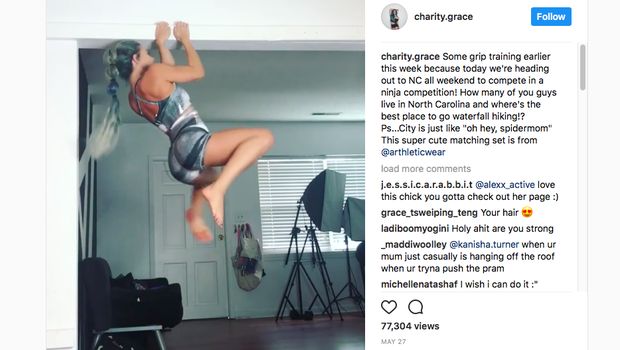 Charity sepertinya sangat terbiasa melakukan olahraga ekstrem