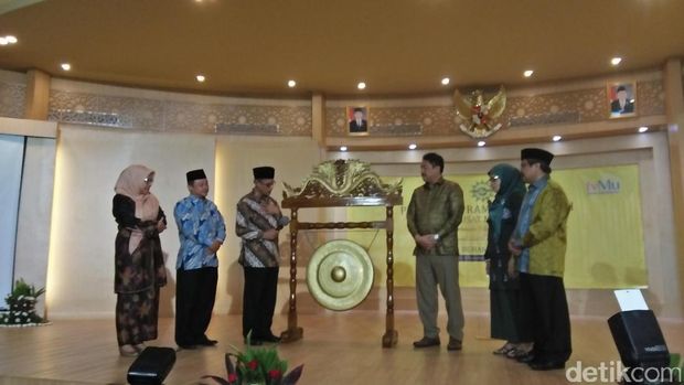 Ketum PP Muhammadiyah, Haedar Nasir di kampus Universitas Muhammadiyah Jakarta.