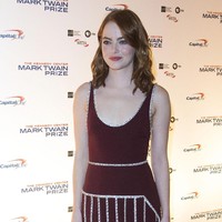 Emma Stone arrives at the Kennedy Center where Bill Murray will receive the 19th Annual Mark Twain Prize on October 23, 2016 in Washington, DC.  (Photo by Leigh Vogel/Getty Images)