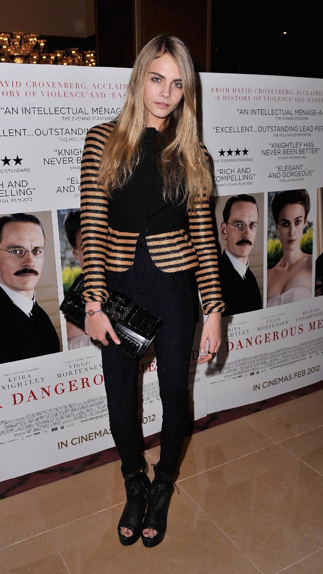 Cara Delevingne attends the A Dangerous Method UK Gala film premiere at The Mayfair Hotel on January 31, 2012 in London, England.  (Photo by Gareth Cattermole/Getty Images)