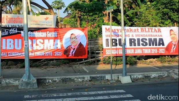 Spanduk Dukung Risma Maju Pilgub Jatim Bertebaran di Kota Blitar