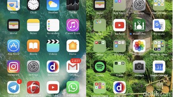 Sekilas antar muka iOS 10 dan iOS 11 tidak terlihat perbedaan. Namun ketika melihat ikon sinyal seluler ada perbedaan. Foto: detikINET/Adi Fida Rahman