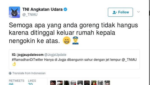 Jet tempur TNI AU lalu lalang di langit Yogyakarta hingga Solo pada waktu sahur yang membuat warga Yogyakarta heboh dan bertanya-tanya.