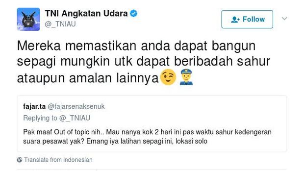 Jet tempur TNI AU lalu lalang di langit Yogyakarta hingga Solo pada waktu sahur yang membuat warga Yogyakarta heboh dan bertanya-tanya.