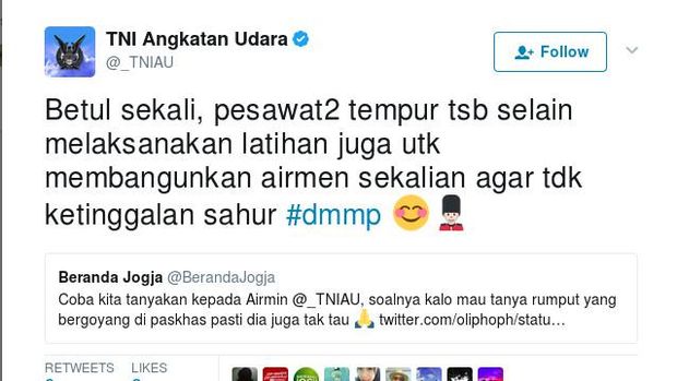 Jet tempur TNI AU lalu lalang di langit Yogyakarta hingga Solo pada waktu sahur yang membuat warga Yogyakarta heboh dan bertanya-tanya.