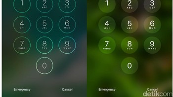Begitu pula dengan passcode, sekilas sama, tapi pada bulatan angka di iOS 11 tidak terdapat garis luar. Foto: detikINET/Adi Fida Rahman