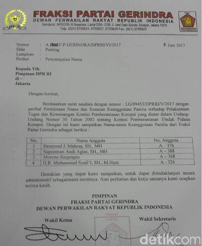 Gerindra Utus Desmond hingga Moreno Soeprapto ke Pansus Angket KPK
